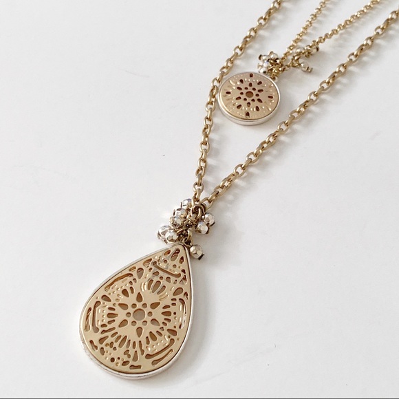 Jewelry - Gold Plated Double Necklace Laser Cut Pendant Boho